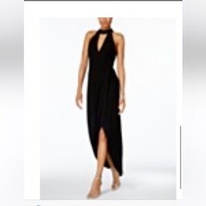 XSCAPE halter midi dress size 12 in black